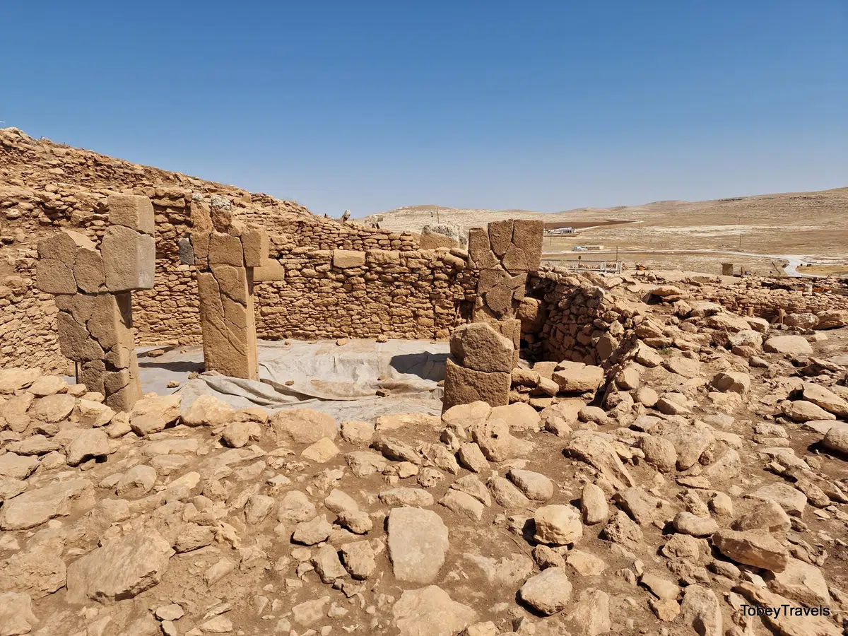 T-shaped pillars in an excavated building at Karahan Tepe.